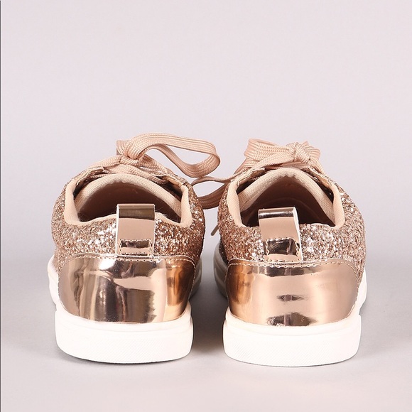 Rose Gold Glitter Lace Up Sneaker - Picture 6 of 14